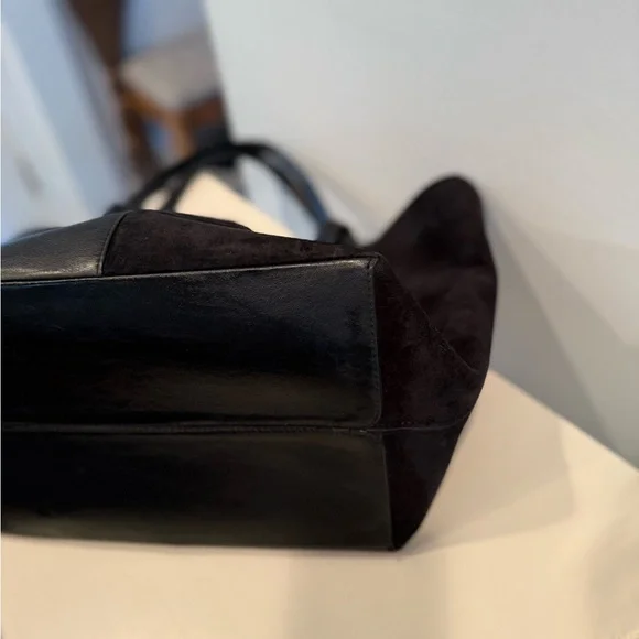 STAUD IDA Tote bag in calf leather and suede black medium large designer classic - Picture 9 of 15